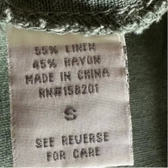 Cali 1850 Women's Olive Button Front Linen Blend Skirt with Attached Belt Size S - Picture 9 of 9